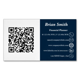 ファイナンシャルプランナーQRコードブルー マグネット名刺