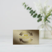 ファイナンシャルポートフォリオマネージャ、金ゴールドレザーエフェクト 名刺 (スタンド正面)