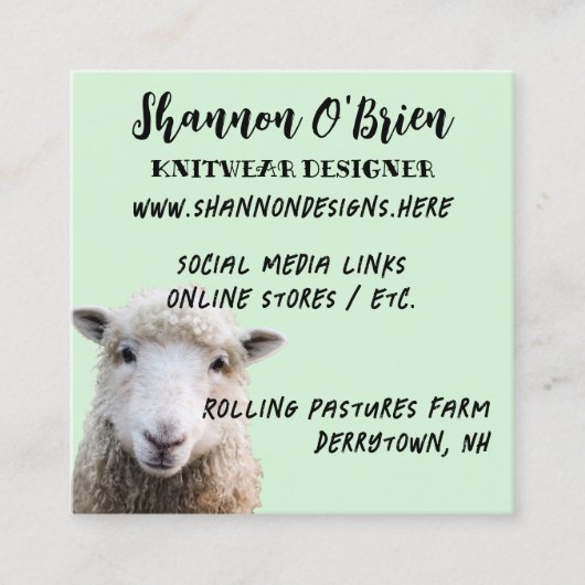 ファイバーアーツラムシープセージ スクエア名刺 (正面)