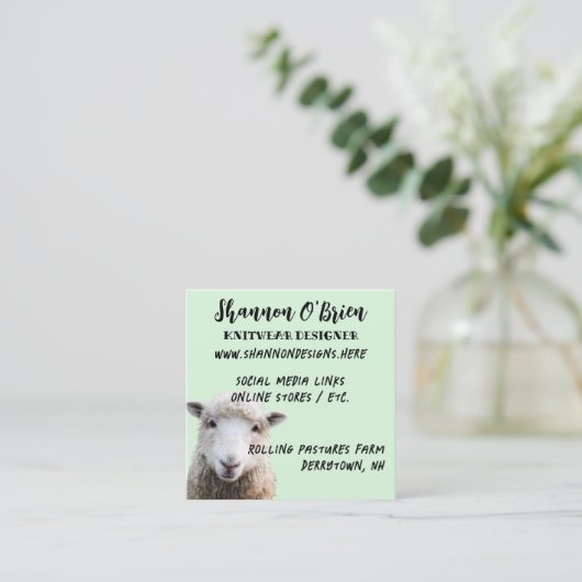 ファイバーアーツラムシープセージ スクエア名刺 (スタンド正面)