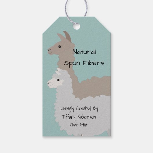 ファイバーアーティストアルパカとラマ糸ハンガタグ ギフトタグ (正面)