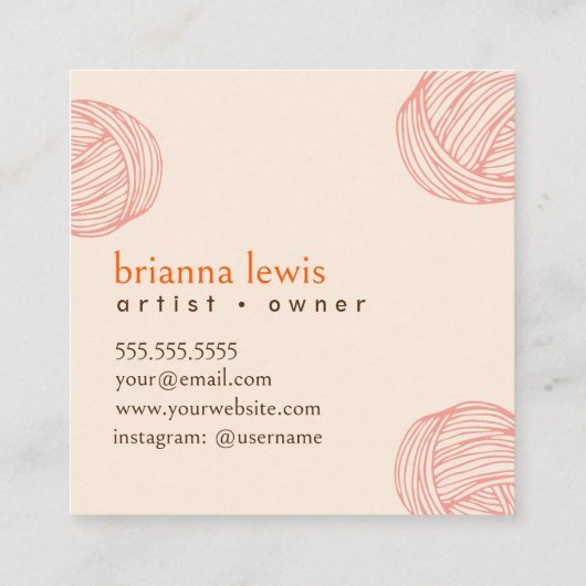 ファイバーアーティスモダンヤーンスクエアビジネスカード スクエア名刺 (裏面)