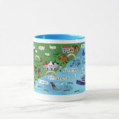 ファイフェ海岸沿いのパススコットランドマップウォーターカラーアート マグカップ (中央)