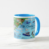 ファイフェ海岸沿いのパススコットランドマップウォーターカラーアート マグカップ (正面右)