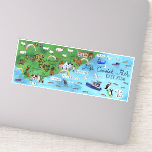 ファイフェ海岸沿いのパススコットラ図解入りの、写真付きのンドの地図 シール