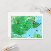 ファイフェ海岸沿いのパス図解入りの、写真付きのスコットランドマップアート カード (正面/裏面インサイチュ)