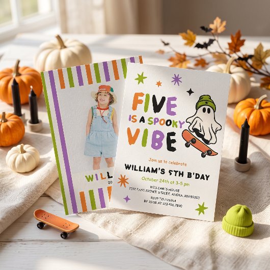 ファイブはスプーキーなハロウィンの誕生日招待状 招待状