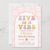 ファイブはヴィベデイジースマイル5番目の誕生日招待状 招待状 (正面)