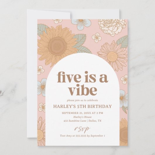 ファイブはヴィベレトロフローラ5番目の誕生日 招待状 (正面)