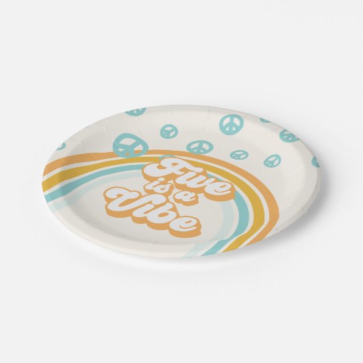 ファイブはヴィベレトロボーイ5番目の誕生日紙プレート ペーパープレート (アングル)