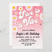 ファイブはヴィーベ5番目の誕生日招待状 招待状 (正面/裏面)
