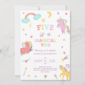 ファイブは魔法のバイブユニコーン第5誕生日 招待状 (正面)