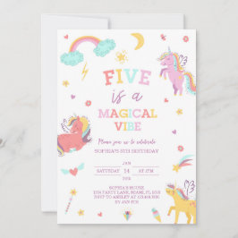 ファイブは魔法のバイブユニコーン第5誕生日 招待状