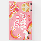 ファイブはVibeレトロ誕生日バナー 横断幕 (縦)