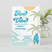 ファイブアイザヴィベレトロサーフボードビーチ誕生日 招待状 (スタンド正面)