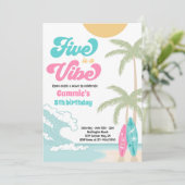 ファイブアイザヴィベレトロサーフボードビーチ誕生日 招待状 (スタンド正面)