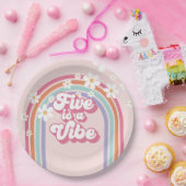 ファイブアイレインボーピンク5位誕生日 ペーパープレート (パーティー)