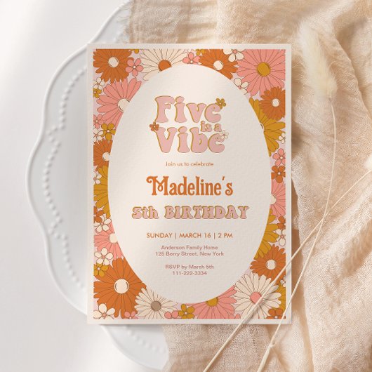 ファイブアヴィベレトロデイジーガール5th誕生日 招待状