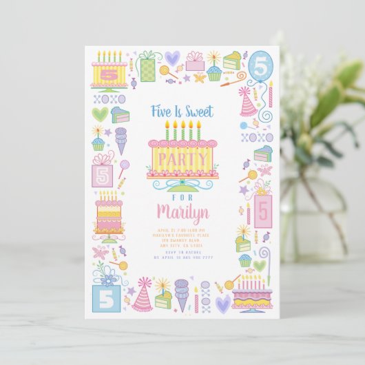 ファイブイズスウィートファイブ誕生日招待状 招待状 (スタンド正面)