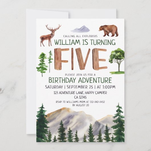 ファイブエクスプローラーボーイ誕生日 招待状 (正面)