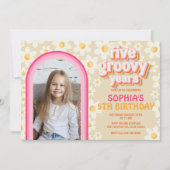 ファイブグルーヴィー年虹誕生日招待状- Re ノートカード (正面)