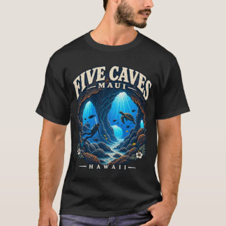 ファイブケイブス マウイ ハワイ スキューバダイビング 溶岩洞窟 Tシャツ