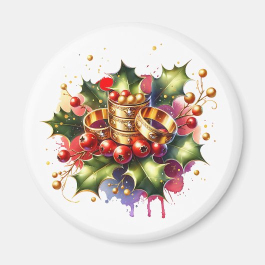 ファイブゴールデンリングや輪 | クリスマスの12日 マグネット (正面)