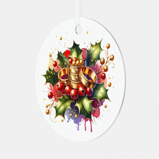 ファイブゴールデンリングや輪 | クリスマスの12日 メタルオーナメント (正面左)