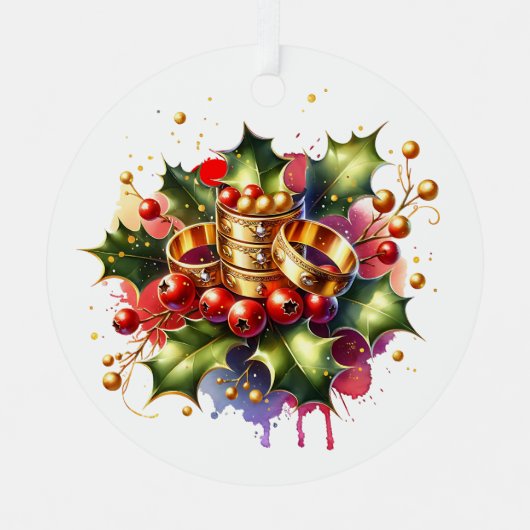 ファイブゴールデンリングや輪 | クリスマスの12日 メタルオーナメント (正面)