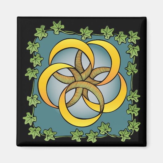 ファイブゴールデンリングや輪 マグネット (正面)