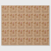 ファイブジンジャーブレッドクリスマスクッキーの形状と文字 ラッピングペーパー (フラット)