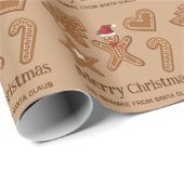 ファイブジンジャーブレッドクリスマスクッキーの形状と文字 ラッピングペーパー (ロールコーナー)