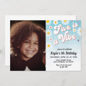 ファイブズはヴィベ5番ポートレート誕生日招待状 招待状 (正面/裏面)
