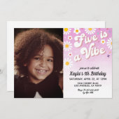 ファイブズはヴィベ5番ポートレート誕生日招待状 招待状 (正面/裏面)