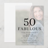 ファイブティー・アンド・ファビュラス・フォト 50歳の誕生日パーティー 招待状 (正面/裏面)