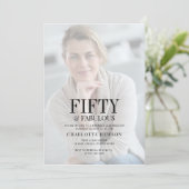 ファイブティー・アンド・ファビュラス 写真 50歳の誕生日お祝い 招待状 (スタンド正面)