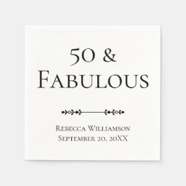 ファイブティー・アンド・ファビュラス 名前入り 50歳の誕生日パーティー N スタンダードカクテルナプキン