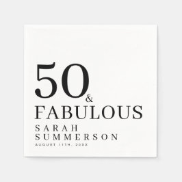 ファイブティー・アンド・ファビュラス 名前 日付 50歳の誕生日パーティー スタンダードカクテルナプキン