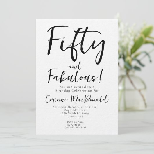ファイブティー・アンド・ファビュラス 誕生日おめでとう 50歳 招待状 (スタンド正面)