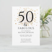 ファイブティー・アンド・ファビュラス 黒白 50歳の誕生日パーティー 招待状 (スタンド正面)