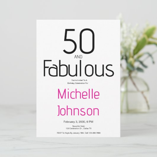 ファイブティー＆ファビュラスな50歳の誕生日パーティー 招待状 (スタンド正面)