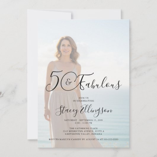 ファイブティー&ファビュラス 写真 50歳の誕生日パーティー 招待状 (正面)
