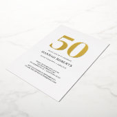 ファイブティー＆ファビュラス 黒 白 50歳の誕生日パーティー 箔招待状 (回転した状態)
