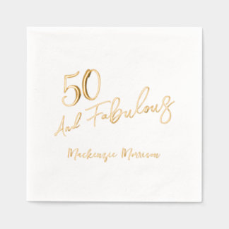 ファイブティ・アンド・ファビュラス・スクリプト 誕生日パーティー 箔ナプキン