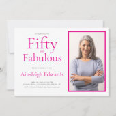 ファイブティ・アンド・ファビュラス ピンクの50歳の誕生日パーティー 招待状 (正面)