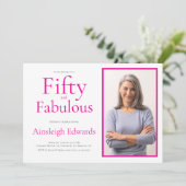 ファイブティ・アンド・ファビュラス ピンクの50歳の誕生日パーティー 招待状 (スタンド正面)