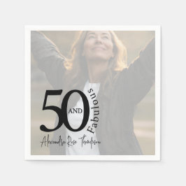 ファイブティ・アンド・ファビュラス・フォト 50歳の誕生日パーティー スタンダードカクテルナプキン
