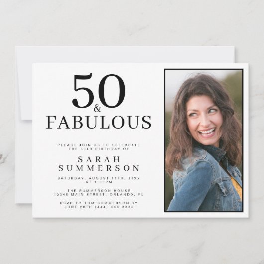ファイブティ・アンド・ファビュラス・フォト 50歳の誕生日パーティー 招待状 (正面)