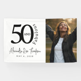 ファイブティ・アンド・ファビュラス・ボールドフォト 50歳の誕生日パーティー 横断幕