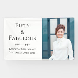 ファイブティ・アンド・ファビュラス・ボールドフォト・50歳の誕生日パーティー 横断幕